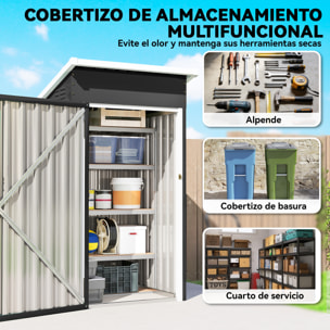 Caseta de Jardín Exterior 0,74 m², 107,5x91x185 cm, Cobertizo de Jardín Exterior Metálico con Techo Inclinado, Puerta con Cerradura y Ventilaciones para Almacenamiento de Herramientas, Gris