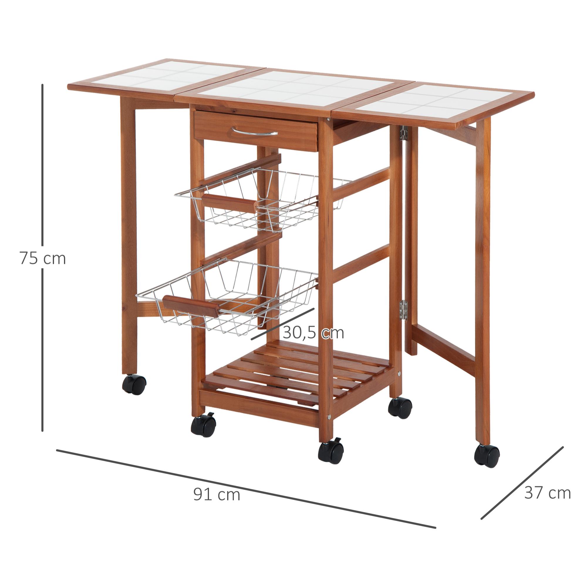 Carro de Cocina Mesa Auxiliar Plegable Comedor Isla de Cocina Carro de Servicio