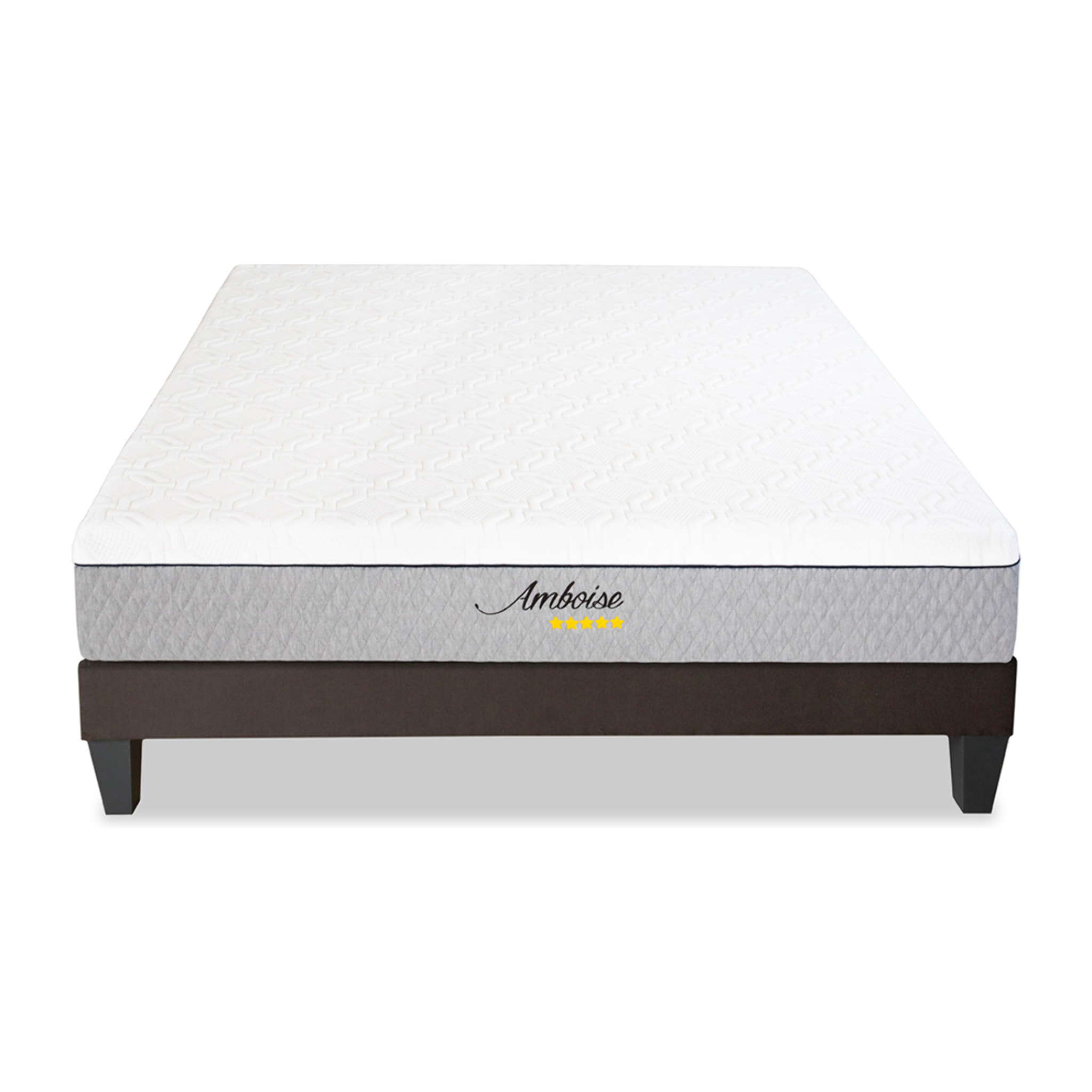 Ensemble Matelas Amboise & Sommier KIT15, 24 cm, Mémoire de Forme Haute Densité, Technologie Tri-Lattes, Soutien Ferme
