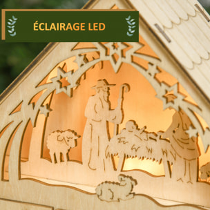 Calendrier de l'Avent en bois décoration de crèche de Noël - 24 tiroirs - naturel