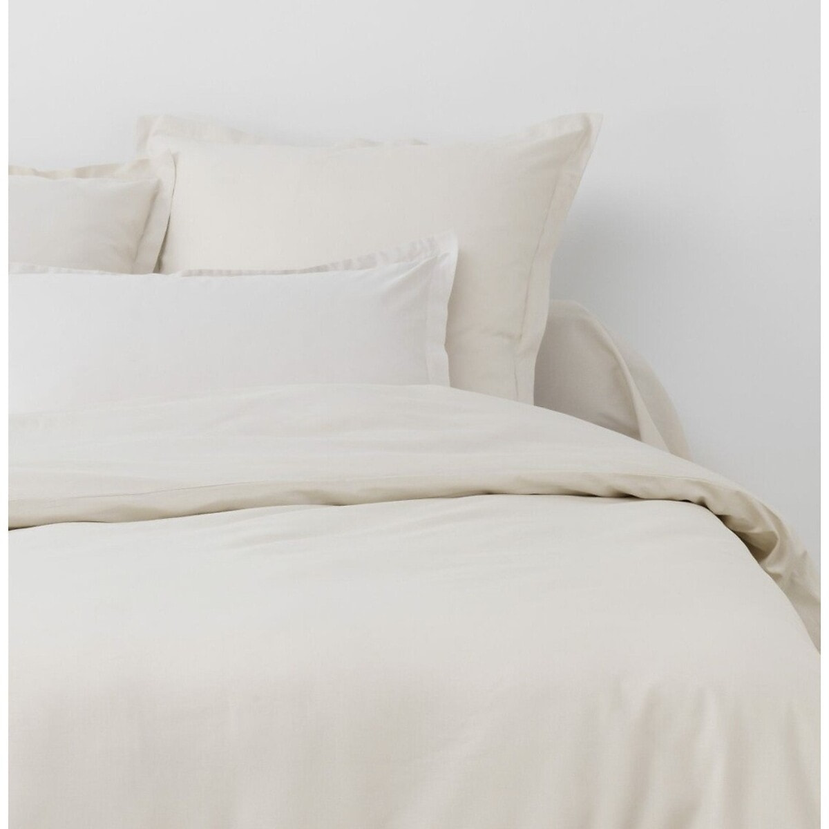 Parure De Drap 3Pcs Drap Housse 90x190cm 100% Coton 57fils/cm2 Beige
