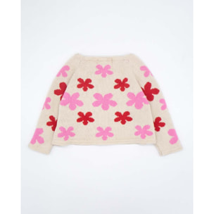 CHAQUETA PUNTO FLORES DE COLORES CRUDO