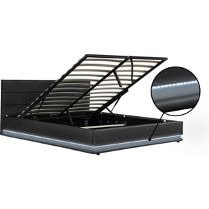 Lit LED avec coffre "Anastasia" - 160 x 200 cm - Noir