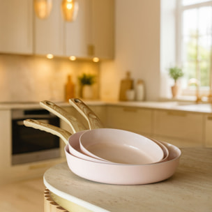 Poêle en revêtement céramique 20cm rose - tous feux COLORAMA