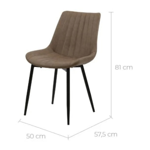 Lot de 2 chaises en cuir synthétique taupe et métal noir - Killi