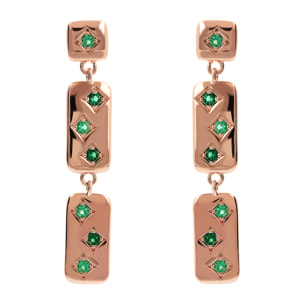 Orecchini Pendenti Étoile con Elementi Rettangolari e Punti Luce in Cubic Zirconia Verdi