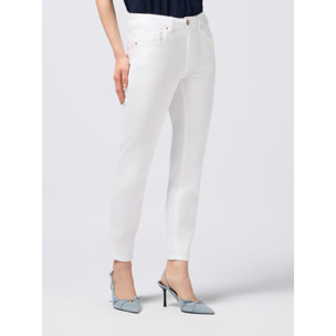 Oltre - Pantaloni a sigaretta in tessuto misto lyocell - Bianco