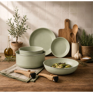 Batterie de cuisine 7 pièce amovible en aluminium celadon - tous feux CELADON