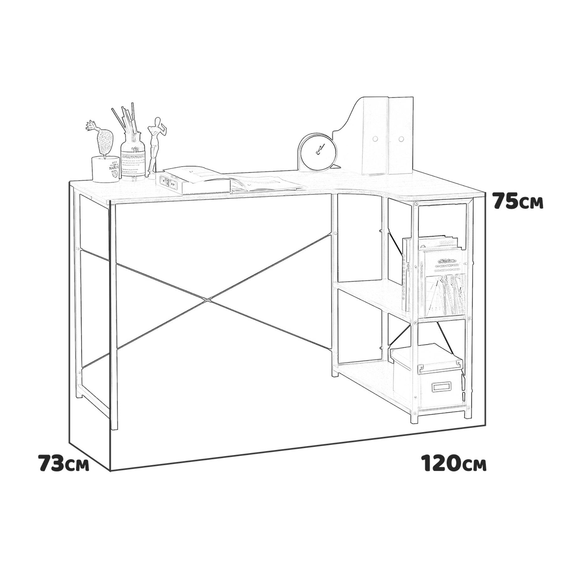 Gale - scrivania angolare in legno e metallo con 2 ripiani - 120x73x75 cm