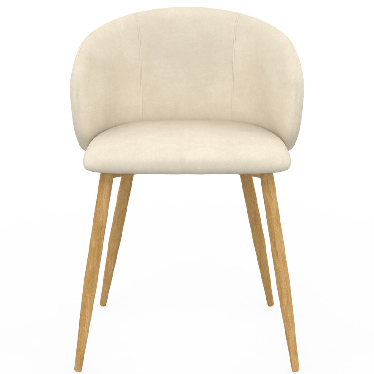Chaises Léona velours crème et pieds métal bois - lot de 2