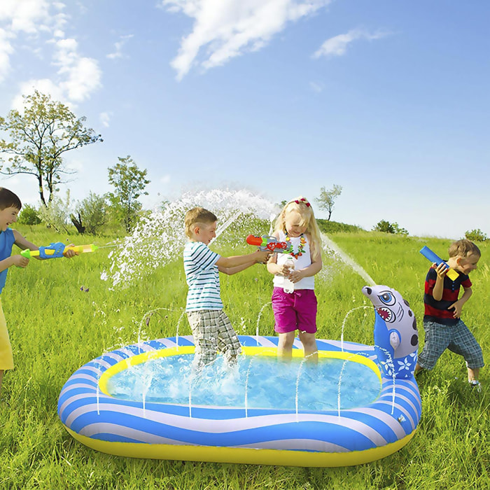 Piscina Splash Pad con aspersores laterales y Foca escupe agua. 170x110cm.