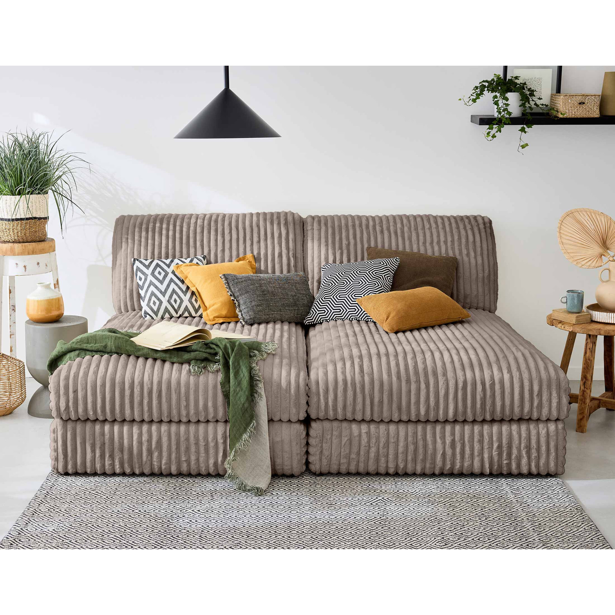 Jasper - module méridienne - en fausse fourrure côtelée - Taupe