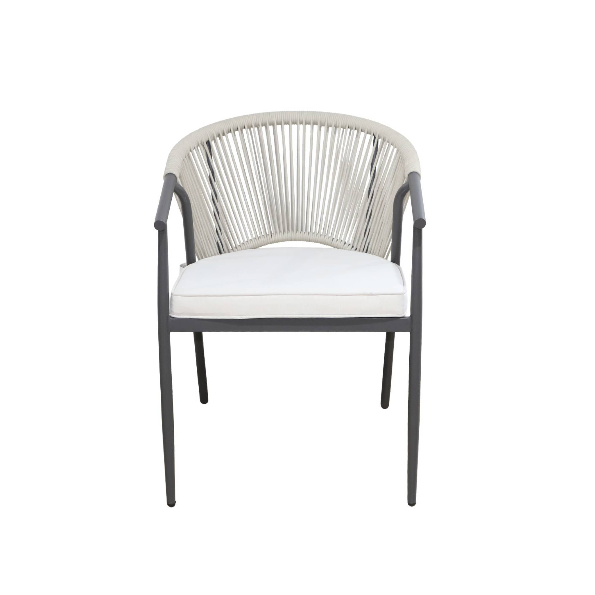 Fauteuil de jardin empilable acier et cordes (lot de 4) LIORA