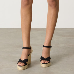 Sandalias de cuña de mujer Bruna en algodón orgánico con cierre de pulsera