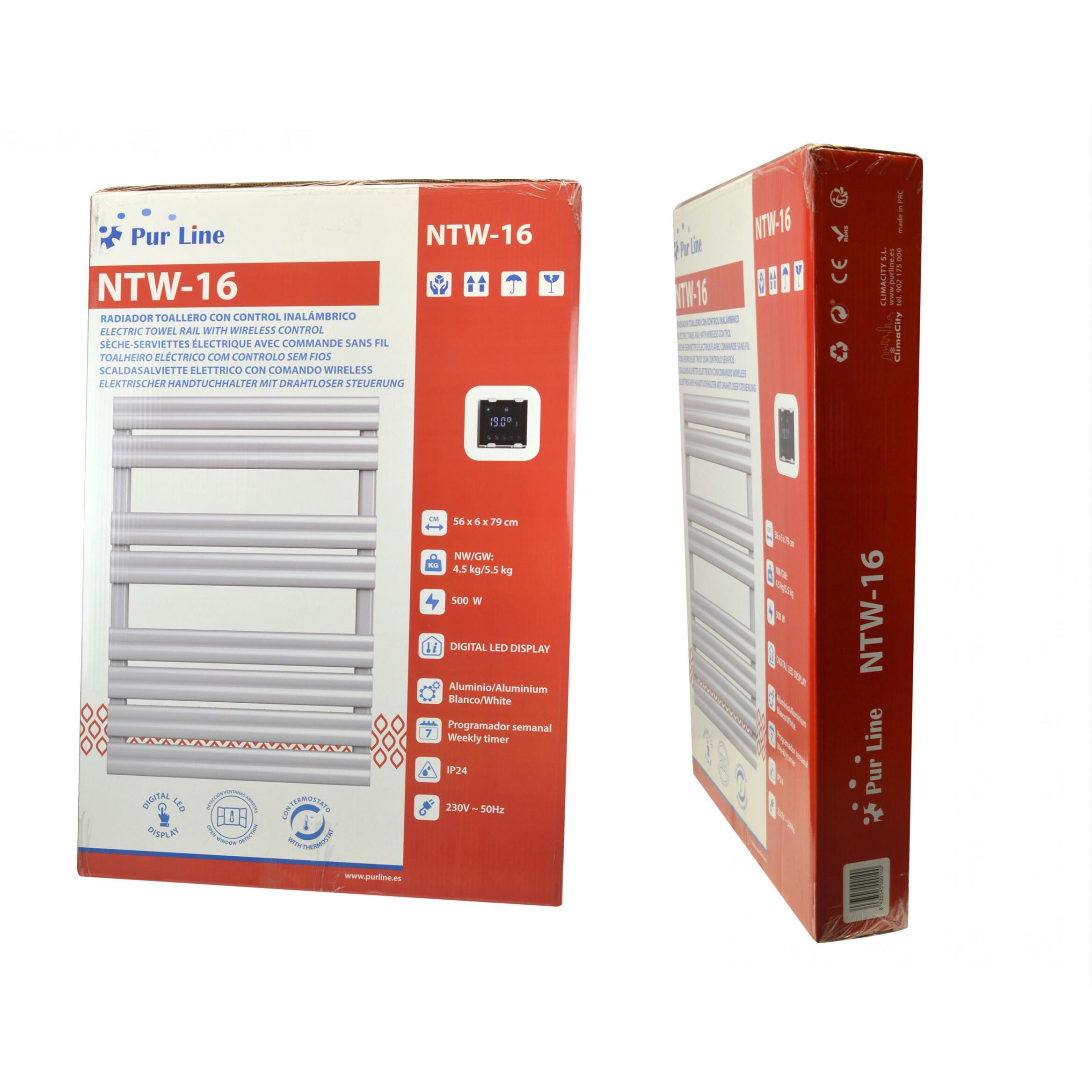 Toallero blanco con control inalámbrico 500W NTW-16 PURLINE