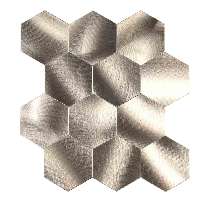 Crédence adhésive murale 3D  - Effet carrelage hexagonal 4 pièces - Cuivre