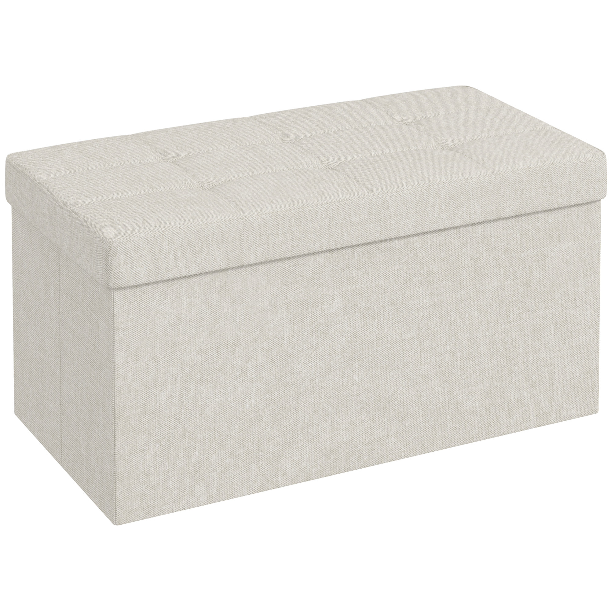 Banc coffre style Chesterfield effet capitonné dim.76L x 38l x 38H cm tissu blanc cassé