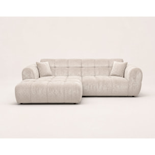 Mini Ray - Canapé d'angle gauche 4 places en tissu texturé - Beige