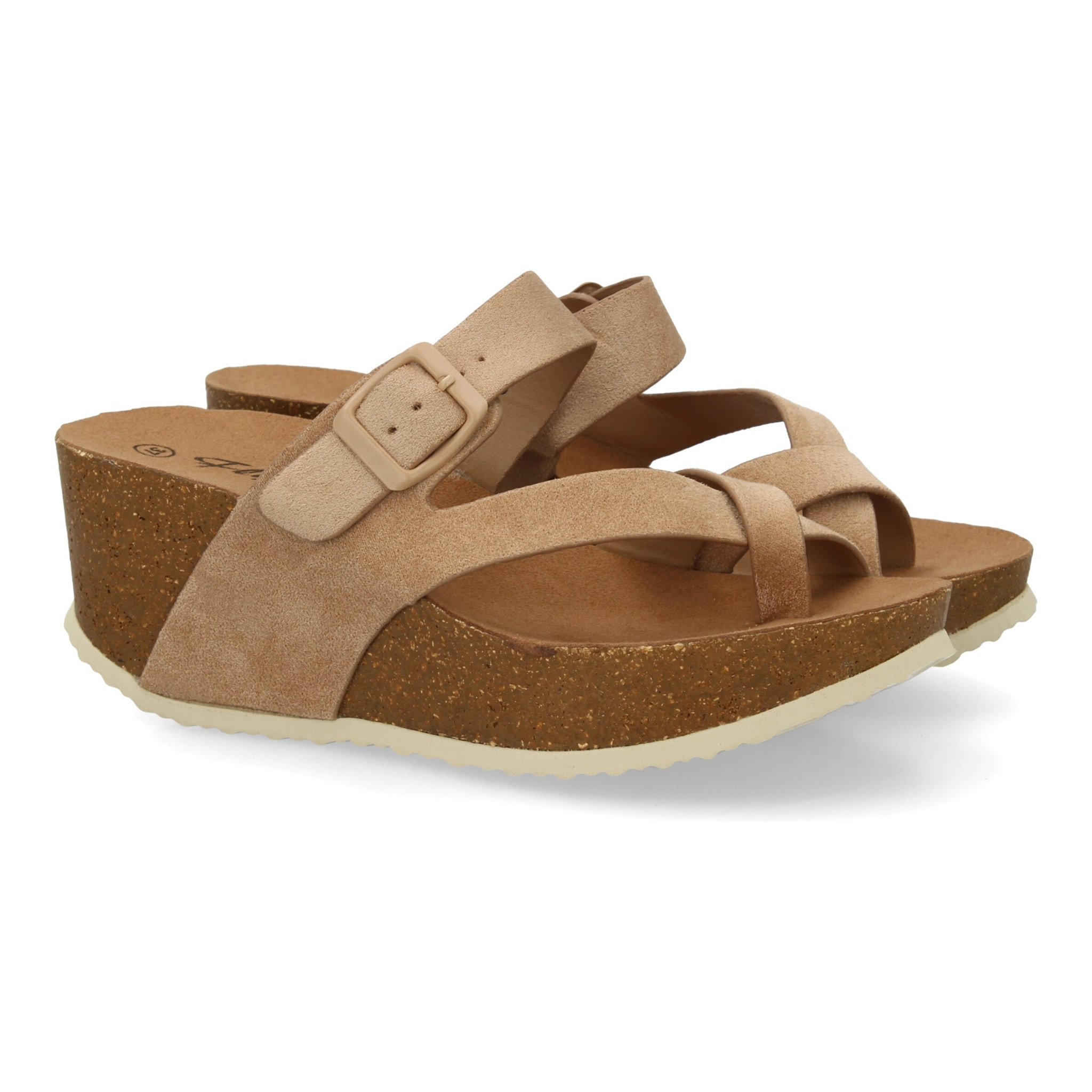 Sandalia Mujer cómoda con cuña y hebilla