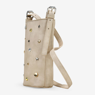 Bolso bandolera arena con apliques metálicos