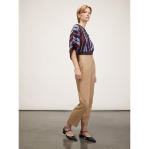 Motivi - Pantalón de corte zanahoria de cintura alta - Beige