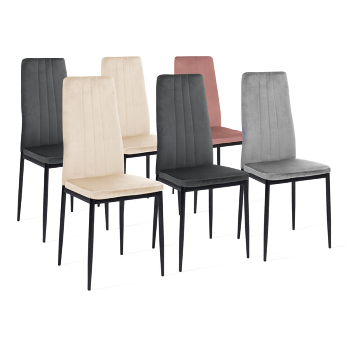 Chaises Jade en velours et pieds noirs