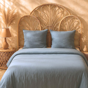 Parure housse de couette unie gaze de microfibre - maya - bleu pétrole