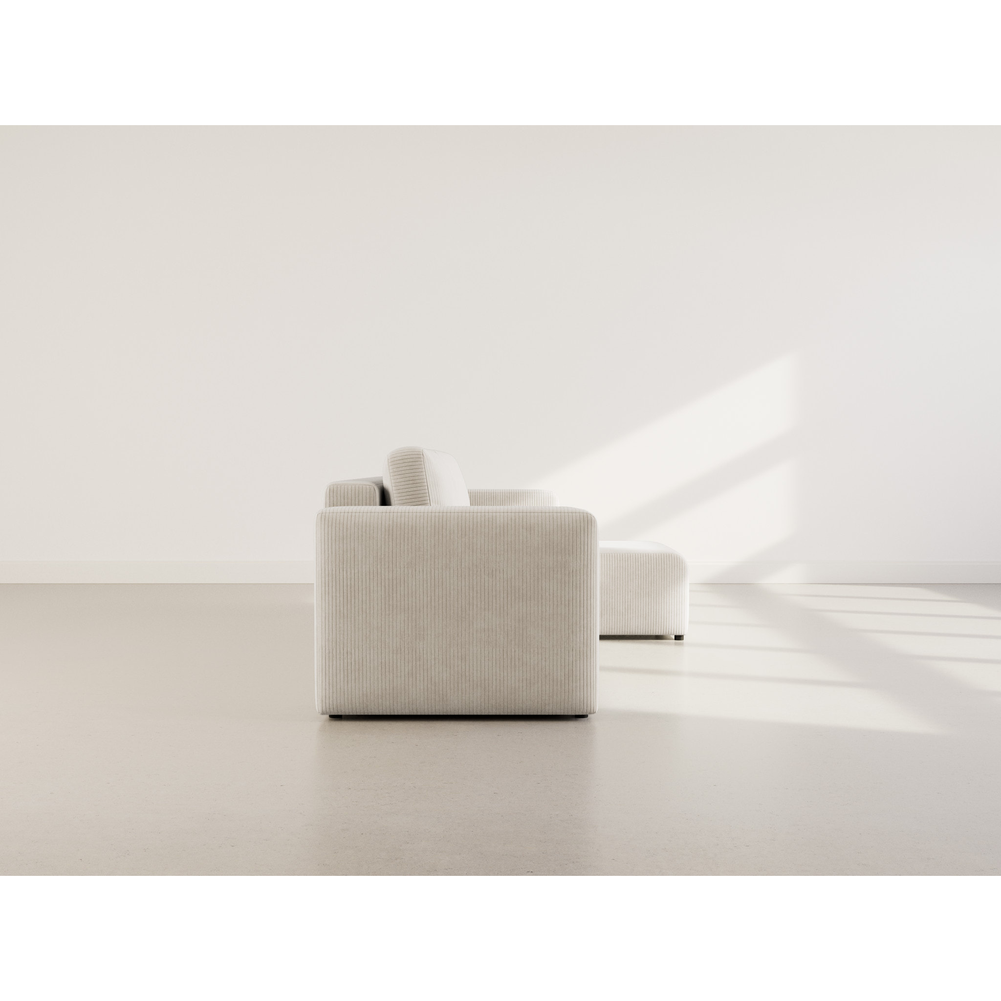 Canopy - canapé d'angle réversible 4 places convertible avec coffre en velours côtelé - Beige