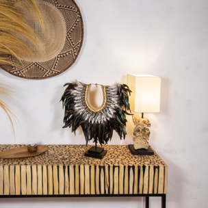 Collier en plumes et coquillages noirs PAPUA