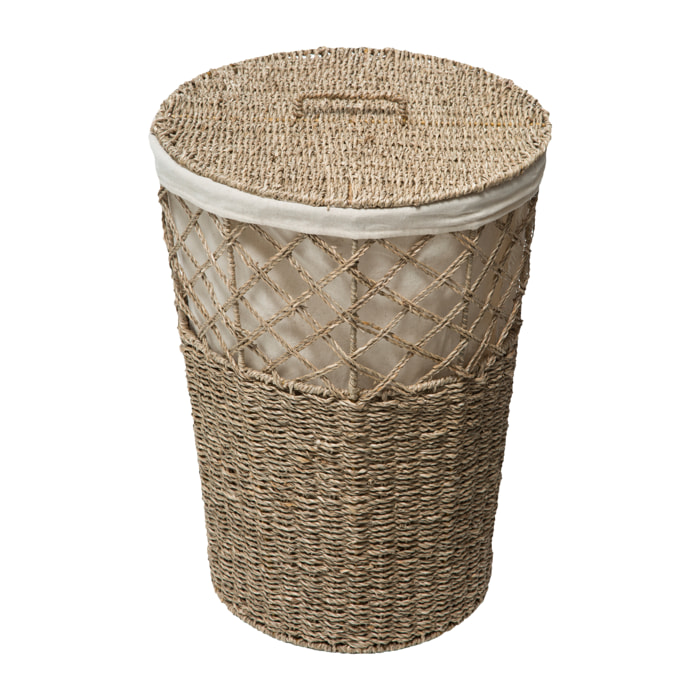 Panier à linge rond en roseau - Naturel