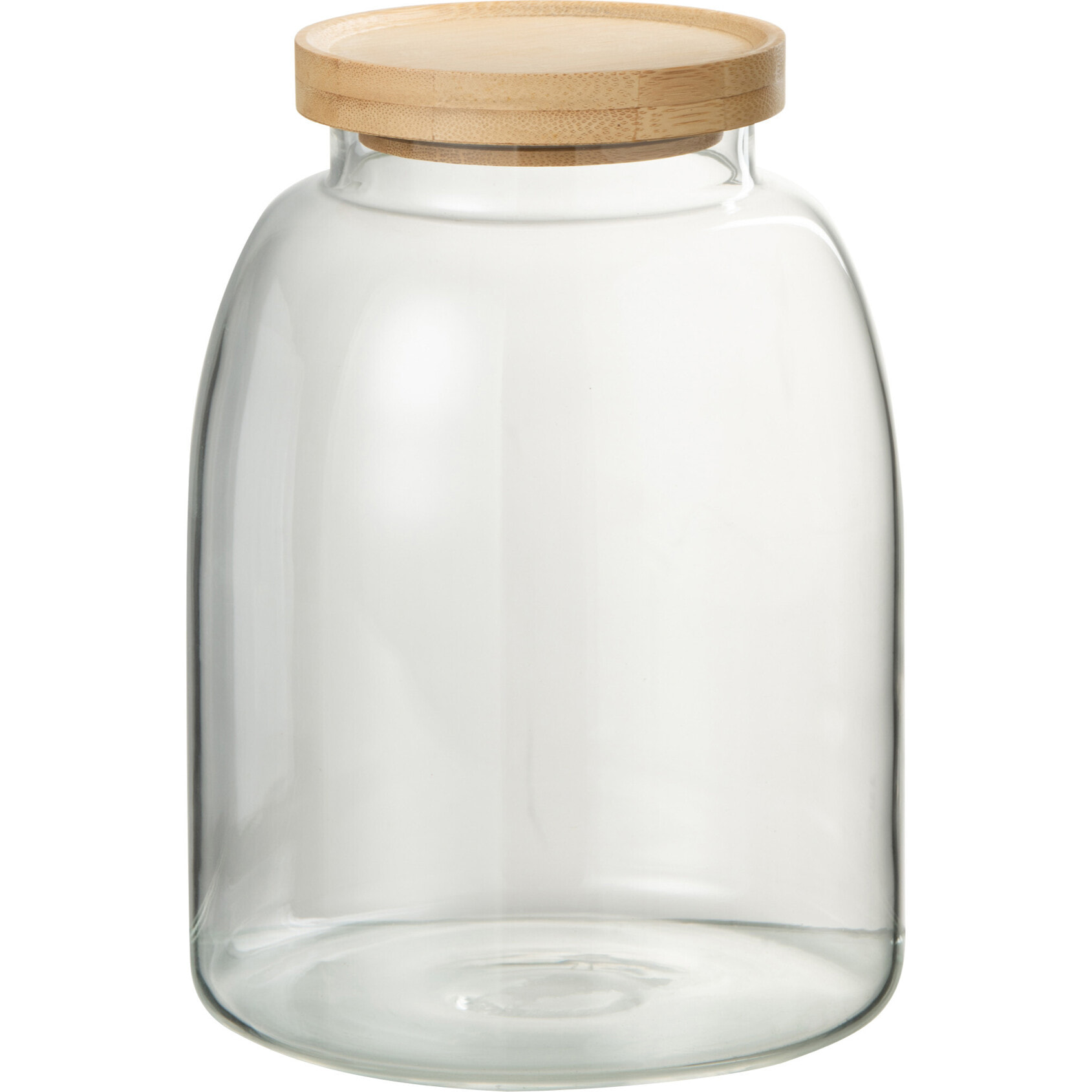 J-Line pot de conservaton Tom - verre/bambou - transparent/naturel - medium
