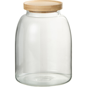 J-Line pot de conservaton Tom - verre/bambou - transparent/naturel - medium