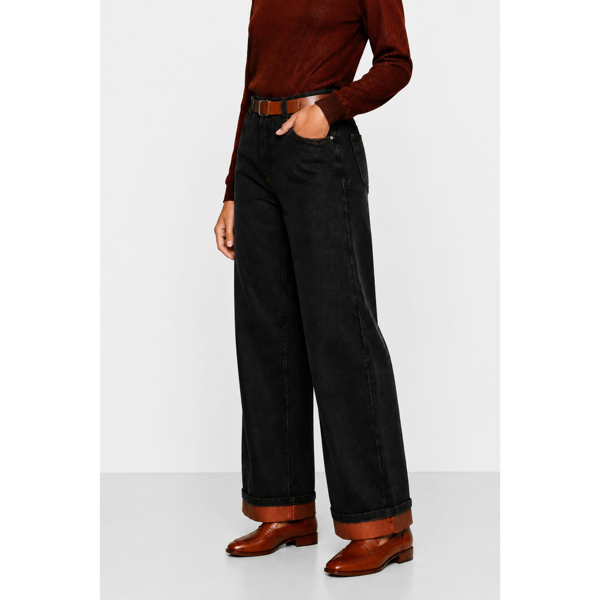 Kocca - Pantaloni in denim da donna a vita alta e gamba larga Donna