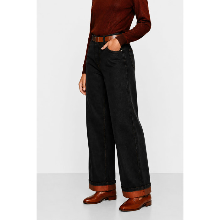 Kocca - Pantaloni in denim da donna a vita alta e gamba larga Donna
