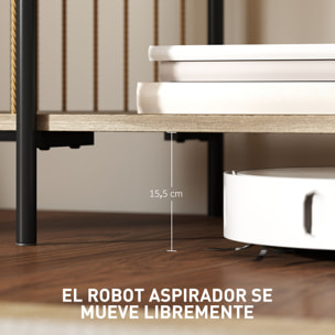 Mueble de TV Bohemio Mesa de TV hasta 55 Pulgadas con Diseño en Cuerda de Papel y 2 Estantes Abiertos para Salón Dormitorio 124x43,5x41 cm Natural