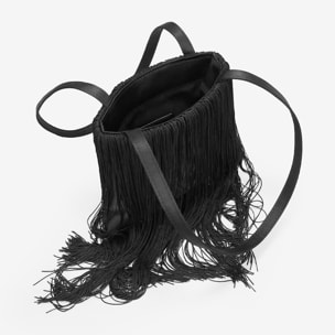 Bolso de fiesta negro con flecos