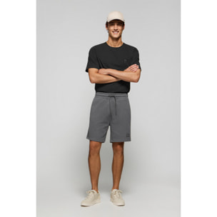 Bermuda Jonas in cotone asfalto relaxed fit con toppa in twill in gomma Polo Club