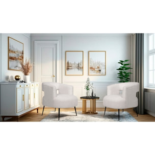 Fauteuil en tissu bouclette "iris" - Blanc