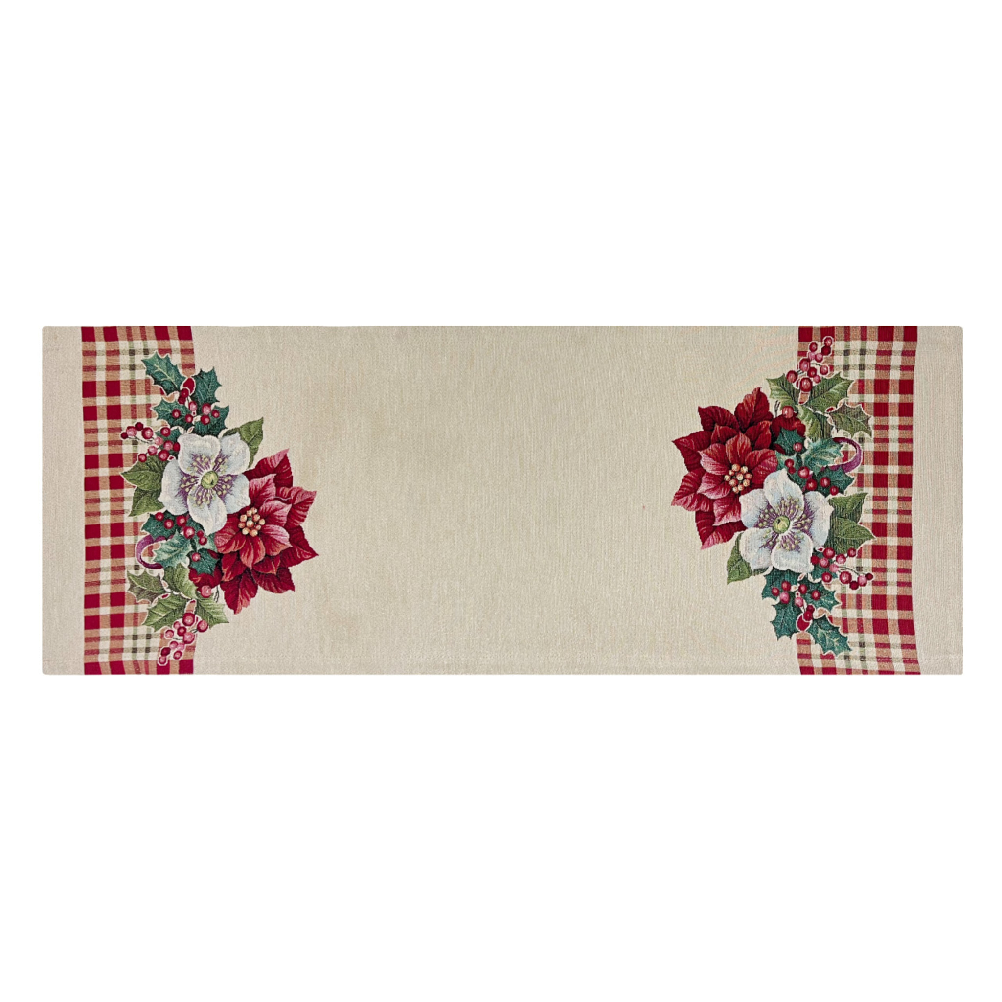 Runner Natalizio Tessuto Gobelin Disegno Stella Natale Tartan 40x100