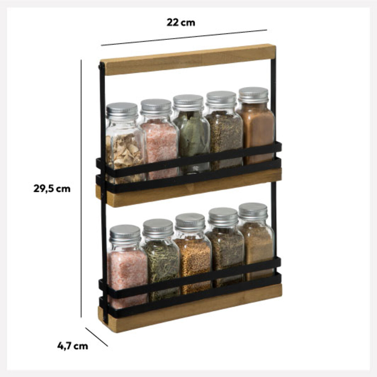 Support 10 pots à épices bois BlackWood