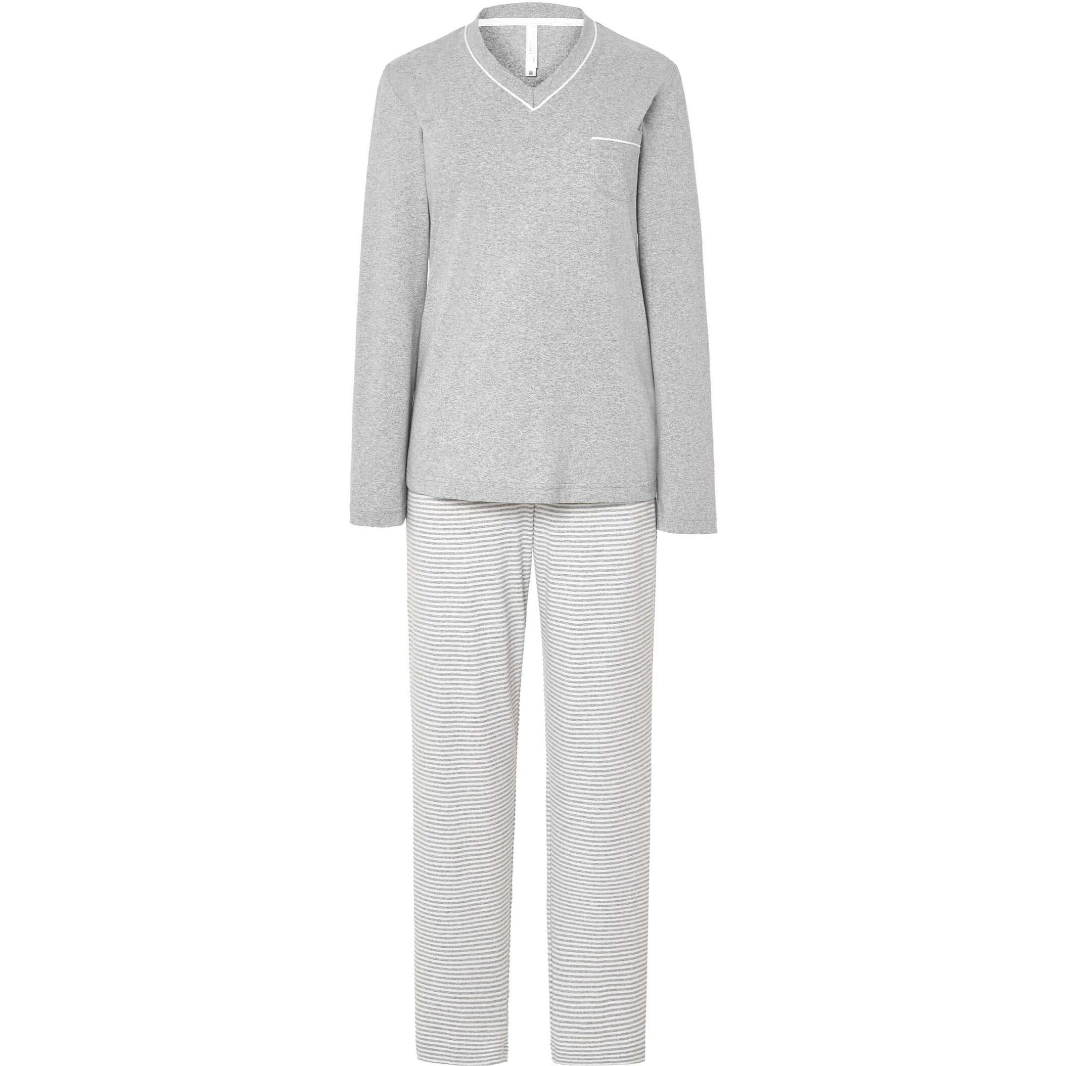 Pijama mujer, vigoré en la parte superior, práctico escote en pico, manga larga y pantalón largom de rayas