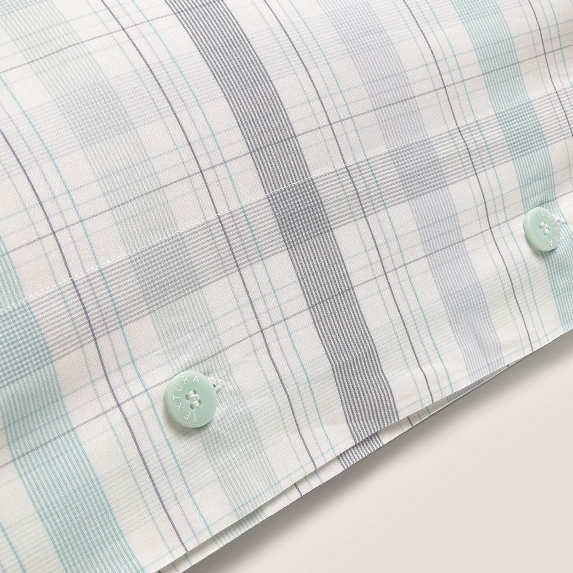 Funda de almohada de algodón 180 hilos cuadros Newren color agua marina 100% Algodón