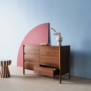 Commode décor bois 6 tiroirs  HARMONY