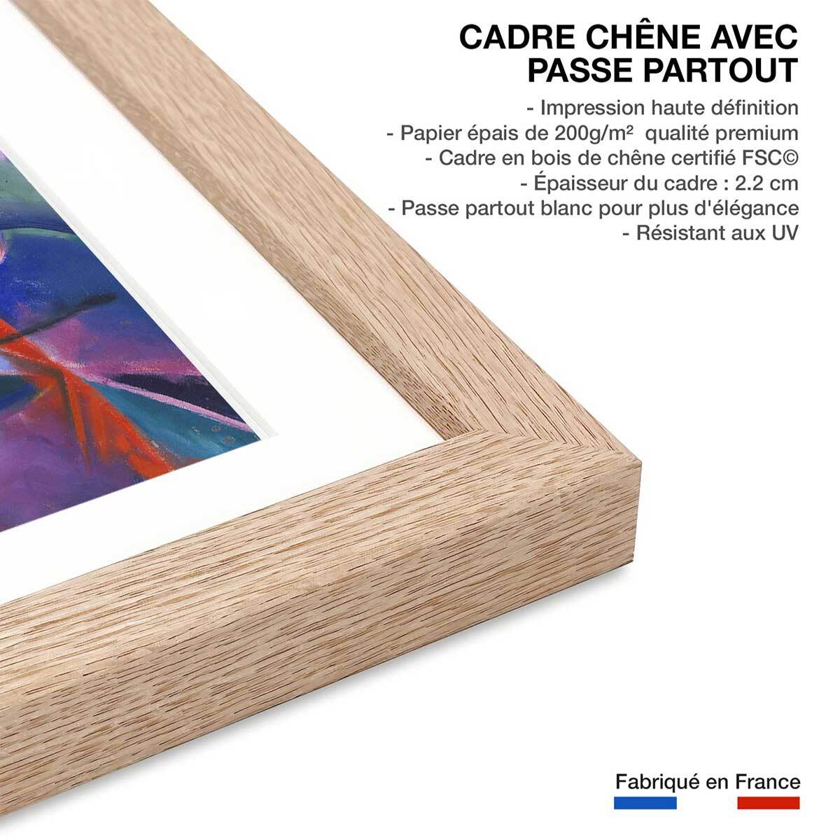 Poster Fighting forms- par Franz Marc Affiche + cadre en bois - Chêne