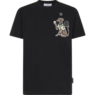 PHILIPP PLEIN Round Neck T-Shirt Tennis Pet Patch
