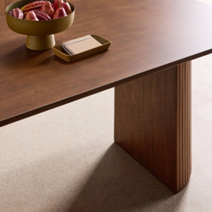 Table à manger oblongue bois d'hévéa et placage chêne 6-8 places ESTEBAN