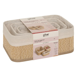 Panier Stemy L20/25/30,5cm beige 3 pièces