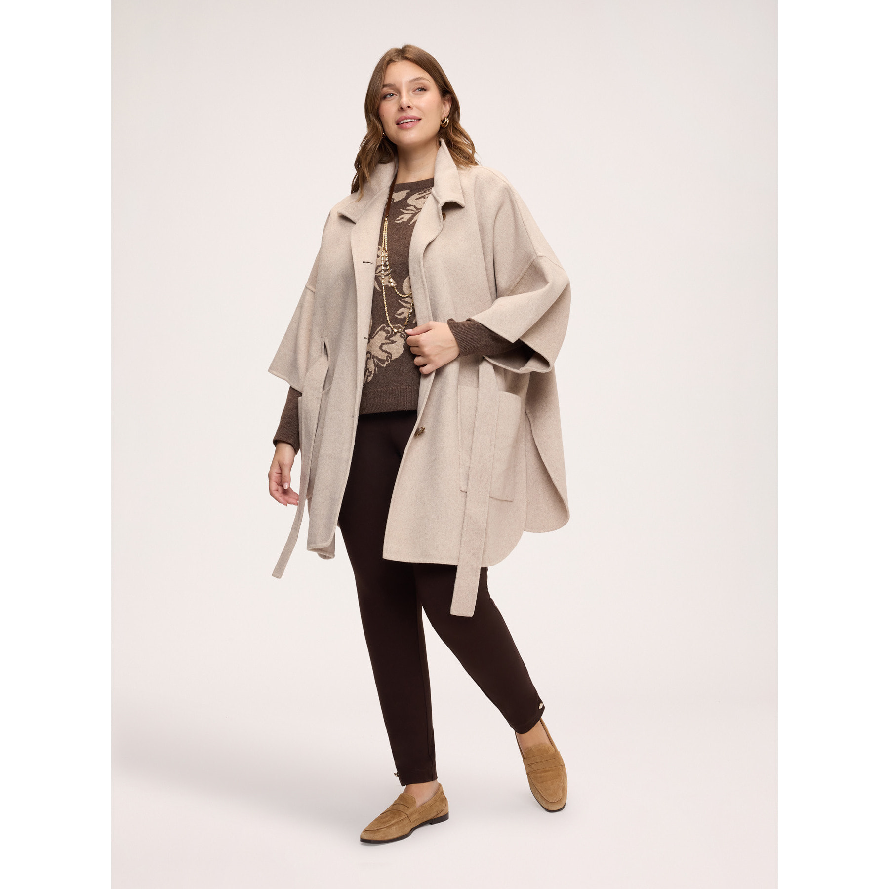 Fiorella Rubino - Cappotto in panno misto lana con cintura - Beige