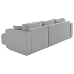 Topaze - canapé d'angle déhoussable réversible 4 places en tissu bouclette - Gris clair