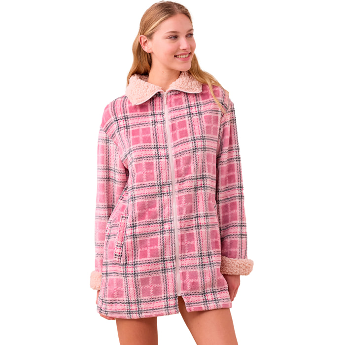 Vestaglia donna invernale in coral articolo scozzese. Noidinotte